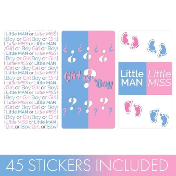 Gender Reveal Party: Little Man or Little Miss - Mini Candy Bar Stickers - Fit on Hershey® Miniatures - 45 Count on Sale - Image 3