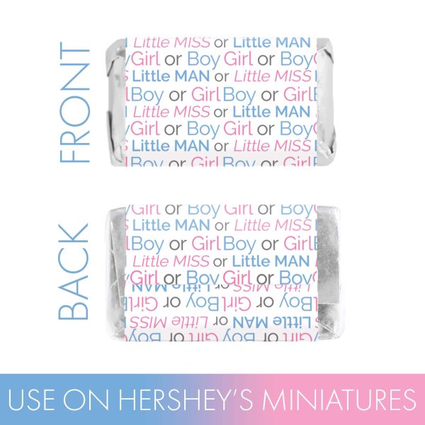 Gender Reveal Party: Little Man or Little Miss - Mini Candy Bar Stickers - Fit on Hershey® Miniatures - 45 Count on Sale - Image 4