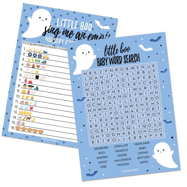 Little Boo: Blue - Boy Baby Shower Game - Sing Me an Emoji and Word Search - Two Game Bundle -  20 Dual Sided Cards Cheap