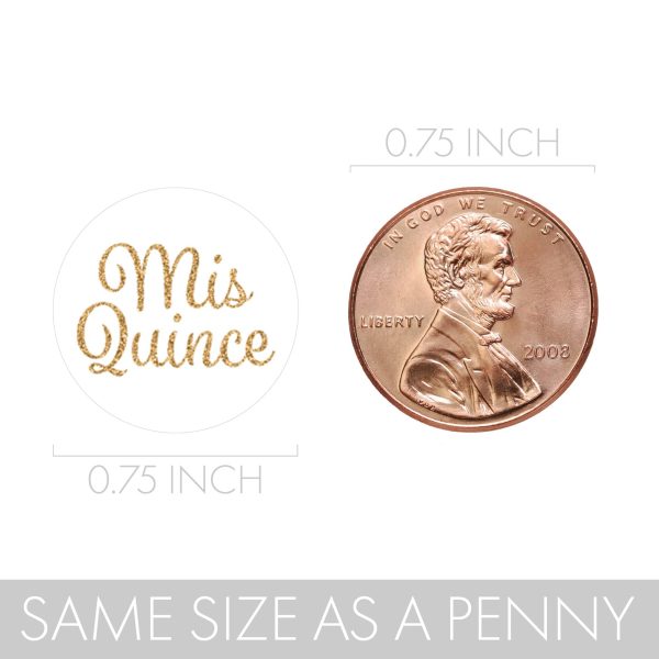 Quinceañera: White & Gold - Sparkling Mis Quince 15th Birthday - Party Favor Stickers - Fits on Hershey®Kisses - 180 Stickers Discount - Image 4