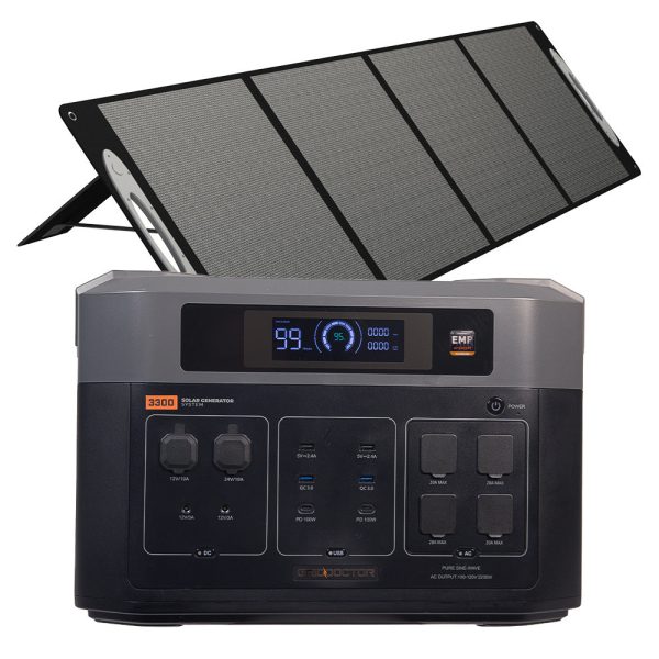 Grid Doctor 3300 Solar Generator System Now with built-in EMP Protection! (Waterproof 200W Panel Included FREE) Online Hot Sale