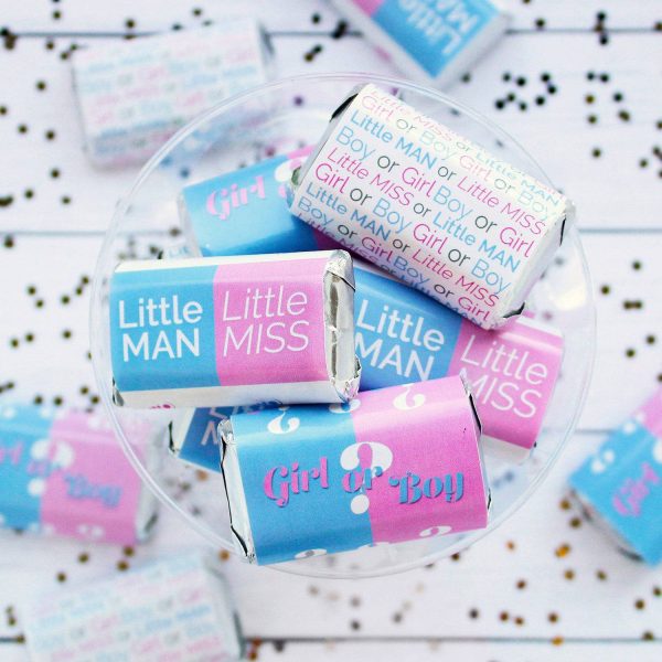 Gender Reveal Party: Little Man or Little Miss - Mini Candy Bar Stickers - Fit on Hershey® Miniatures - 45 Count on Sale - Image 5