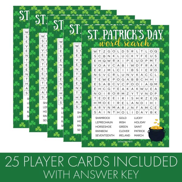 St. Patrick s Day Game: Word Search Classroom Party Game - 25 Player Cards Online now - Image 3