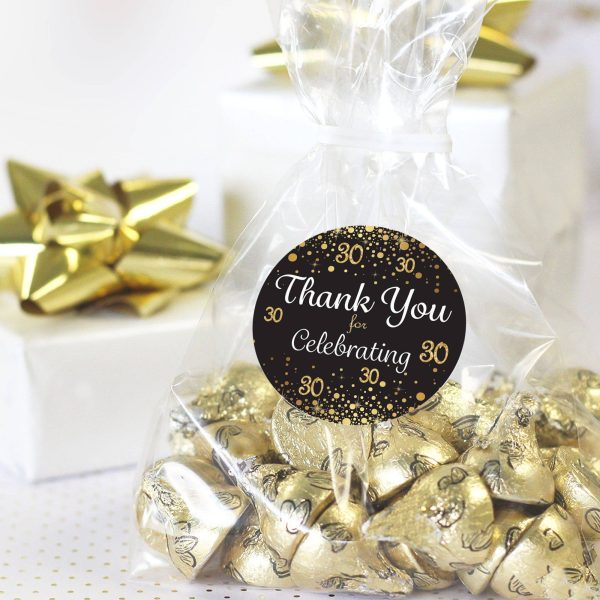 30th Birthday: Black & Gold - Adult Birthday - Thank You Stickers - 40 Stickers Supply - Image 5