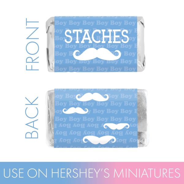 Gender Reveal Party: Lashes or Staches - Team Boy or Girl Baby Shower Stickers - Mini Candy Bar Stickers - Fit on Hershey® Miniatures - 45 Stickers Sale - Image 4