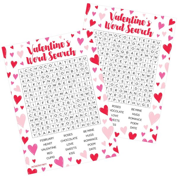 Valentine s Day Party Games: Word Search - Classroom Party Game - 25 Player Cards Discount