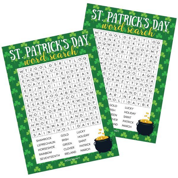 St. Patrick s Day Game: Word Search Classroom Party Game - 25 Player Cards Online now