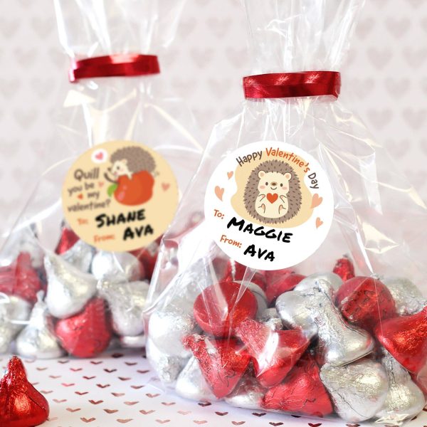 Valentine s Day Treat Stickers: Hedgehog - 40 Circle Stickers For Discount - Image 5