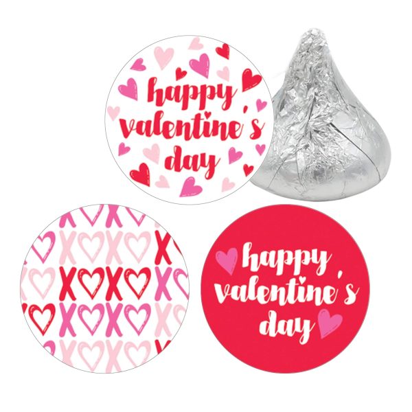 Valentine’s Day Party: Red - Candy Favor Stickers - Fits on Hershey® Kisses - 180 Stickers Supply