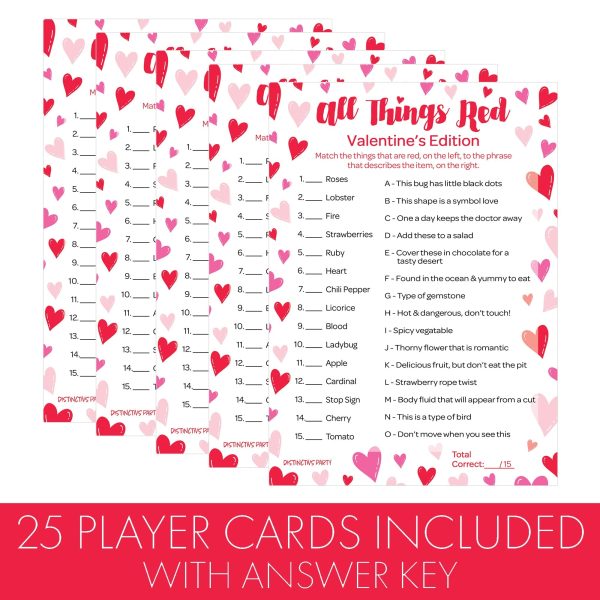 Valentine s Day Party Games: All Things Red - Classroom Party Game - 25 Player Cards Online - Image 3