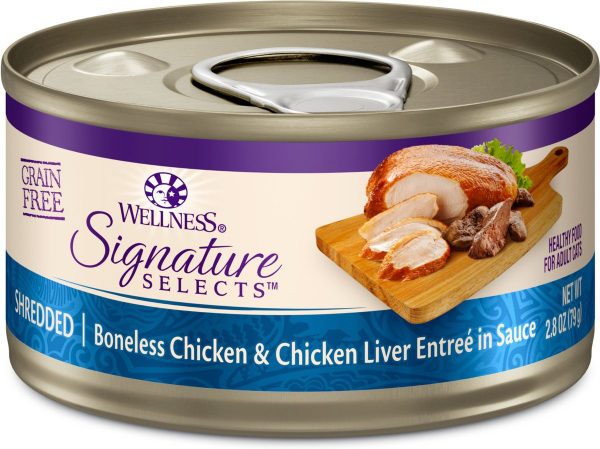 Wellness Signature Selects Grain Free Natural White Meat Chicken and Chicken Liver Entree in Sauce Wet Canned Cat Food Online now
