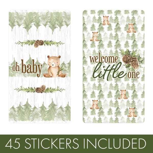 Woodland Bear: Baby Shower Mini Candy Bar Labels - 45 Stickers Online Sale - Image 3