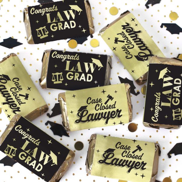 Graduation Class of 2025: Black and Gold Law School Graduation Party Favors - Mini Chocolate Candy Bar Wrapper Labels - Fits on Hershey® Miniatures - 45 Stickers Supply - Image 2