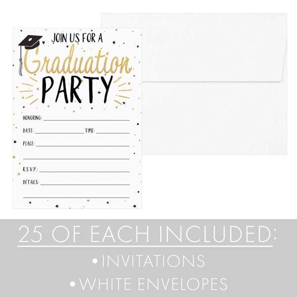 Graduation Party Invitation Cards with Envelopes - 25 Count Supply - Image 4