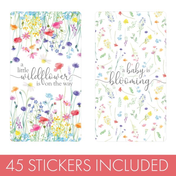 Little Wildflower: Girl s Baby Shower Mini Candy Bar Wrappers - Spring - 45 Party Favor Stickers For Sale - Image 3