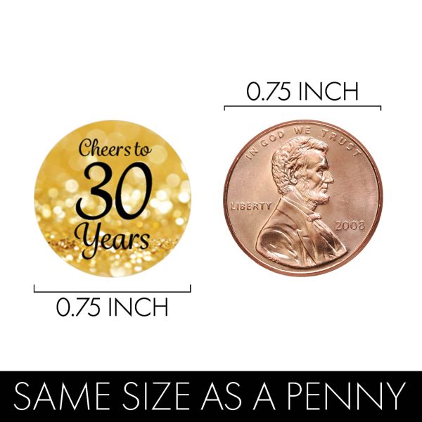 30th Birthday: Black & Gold - Fits on Hershey s Kisses - 180 Stickers on Sale - Image 3