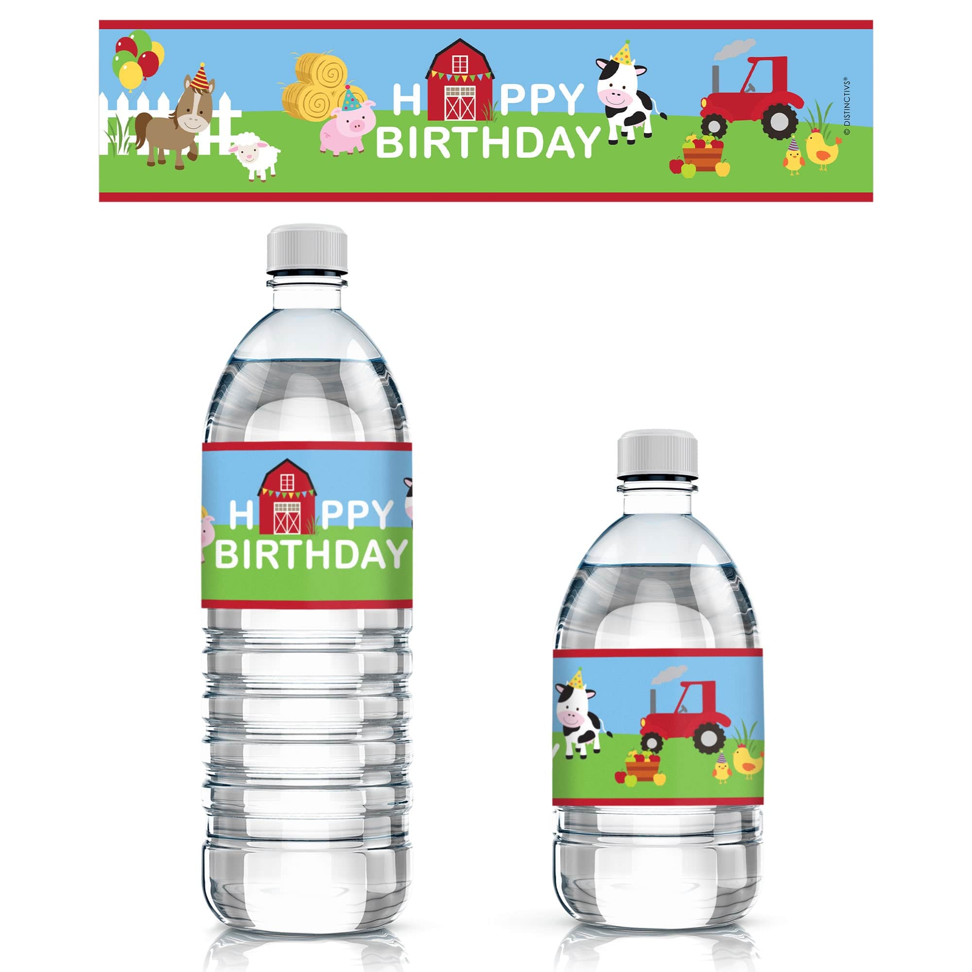 Barnyard Farm Animals:  Kid s  Birthday – Water Bottle Labels – 24 Waterproof Stickers Cheap
