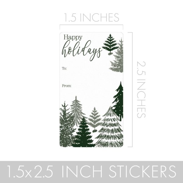 Christmas Gift Tag Stickers: Classic Simple Evergreen  – 75 Labels Online now - Image 4