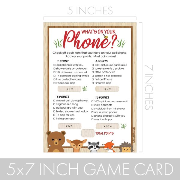 Woodland Baby Shower Game What s On Your Phone - 20 Cards on Sale - Image 4