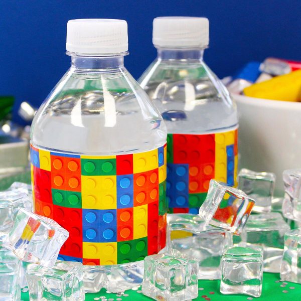 Building Blocks: Kid s Birthday - Water Bottle Labels - 24 Waterproof Stickers For Sale - Image 2