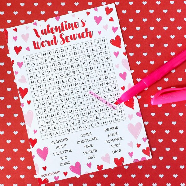 Valentine s Day Party Games: Word Search - Classroom Party Game - 25 Player Cards Discount - Image 2