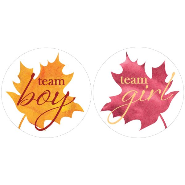 Fall Leaves: Gender Reveal Party - Baby Shower - Team Boy or Team Girl Stickers - 40 Stickers Online Hot Sale