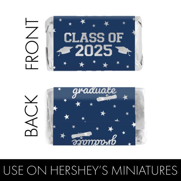 Graduation Class of 2025: Graduation Party Favors - Mini Chocolate Candy Bar Wrapper Labels - Fits on Hershey® Miniatures - 17 School Colors - 45 Stickers Cheap - Image 5