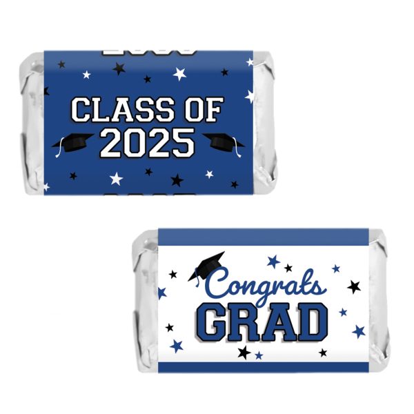Graduation Class of 2025: Graduation Party Favors - Mini Chocolate Candy Bar Wrapper Labels - Fits on Hershey® Miniatures - 17 School Colors - 45 Stickers Cheap