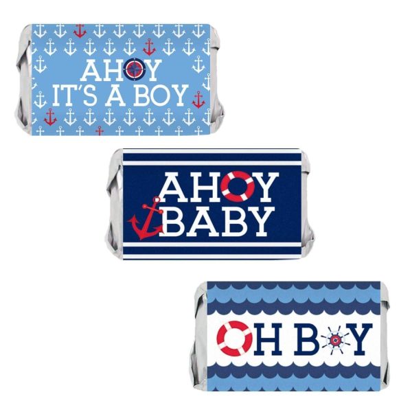 Ahoy It’s a Boy: Baby Shower - Mini Candy Bar Stickers - 45 Stickers Hot on Sale