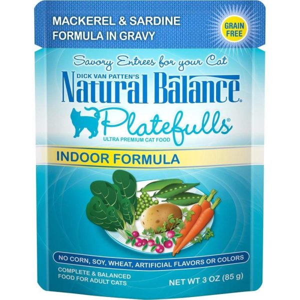 Natural Balance Platefulls Indoor Grain Free Mackerel and Sardine in Gravy Pouch Wet Cat Food Sale