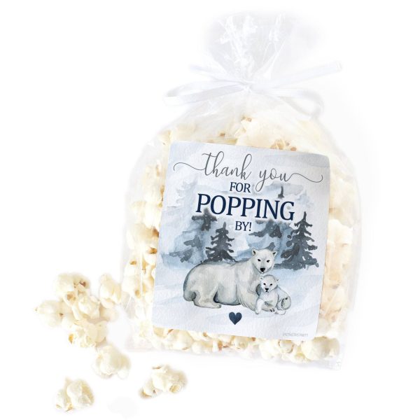 Polar Bear We Can Bearly Wait: Winter Baby Shower - Thank You for Popping By, Popcorn, Chip Bag and Snack Bag Stickers - 32 Pack For Cheap