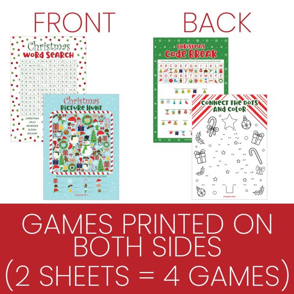 Christmas Cheer: Christmas Party Game Bundle- Word Search, Picture Hunt, Code Break & Connect the Dots - 4 Games for 25 Kids Hot on Sale - Image 5