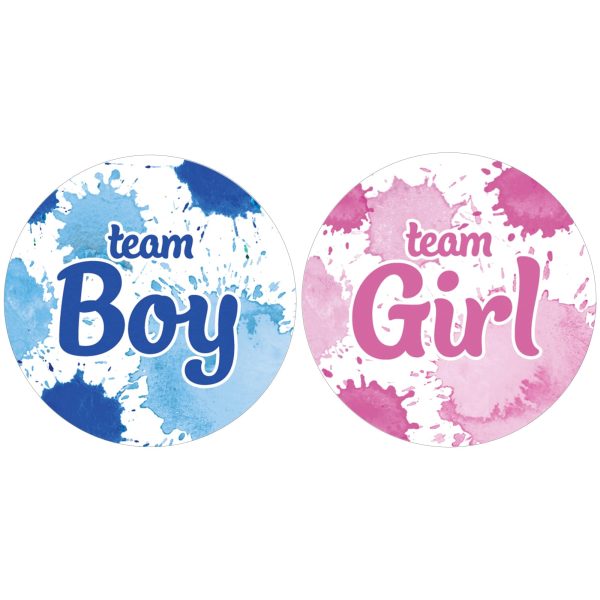 Paint Splatter: Gender Reveal Party - Team Boy or Team Girl - 40 Stickers Hot on Sale