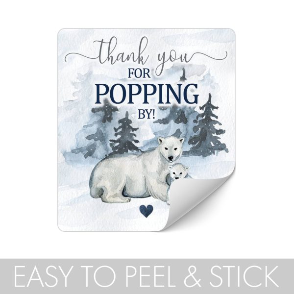 Polar Bear We Can Bearly Wait: Winter Baby Shower - Thank You for Popping By, Popcorn, Chip Bag and Snack Bag Stickers - 32 Pack For Cheap - Image 3