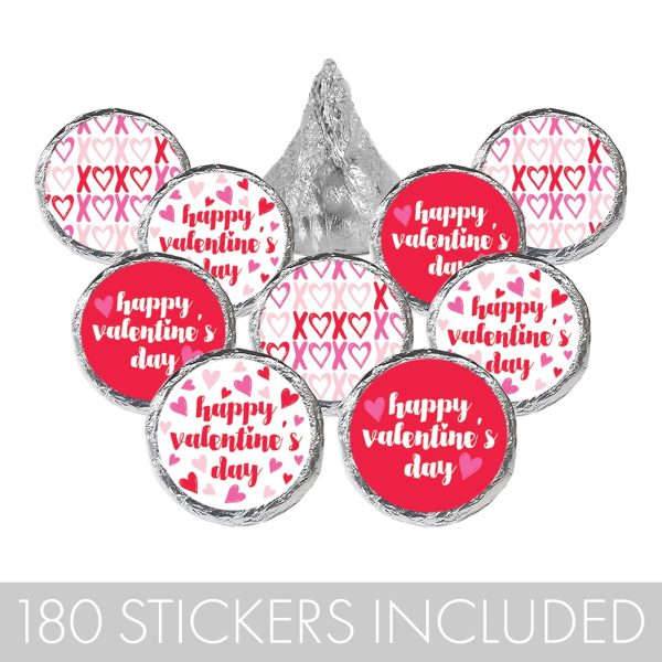 Valentine’s Day Party: Red - Candy Favor Stickers - Fits on Hershey® Kisses - 180 Stickers Supply - Image 5