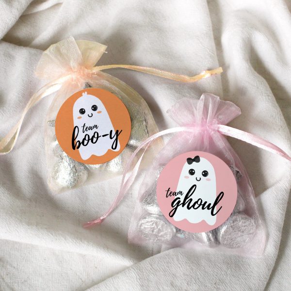Halloween Gender Reveal Party: Little Boo - Orange Team Boo-y or Pink Team Ghoul Voting Stickers - 40 Stickers Online - Image 4