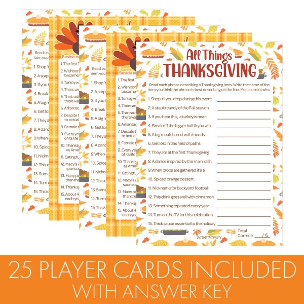 Thanksgiving Party Game Bundle - Truth or Turkey and All Things Thanksgiving Game - 25 Dual-Sided Game Cards Online Hot Sale - Image 4