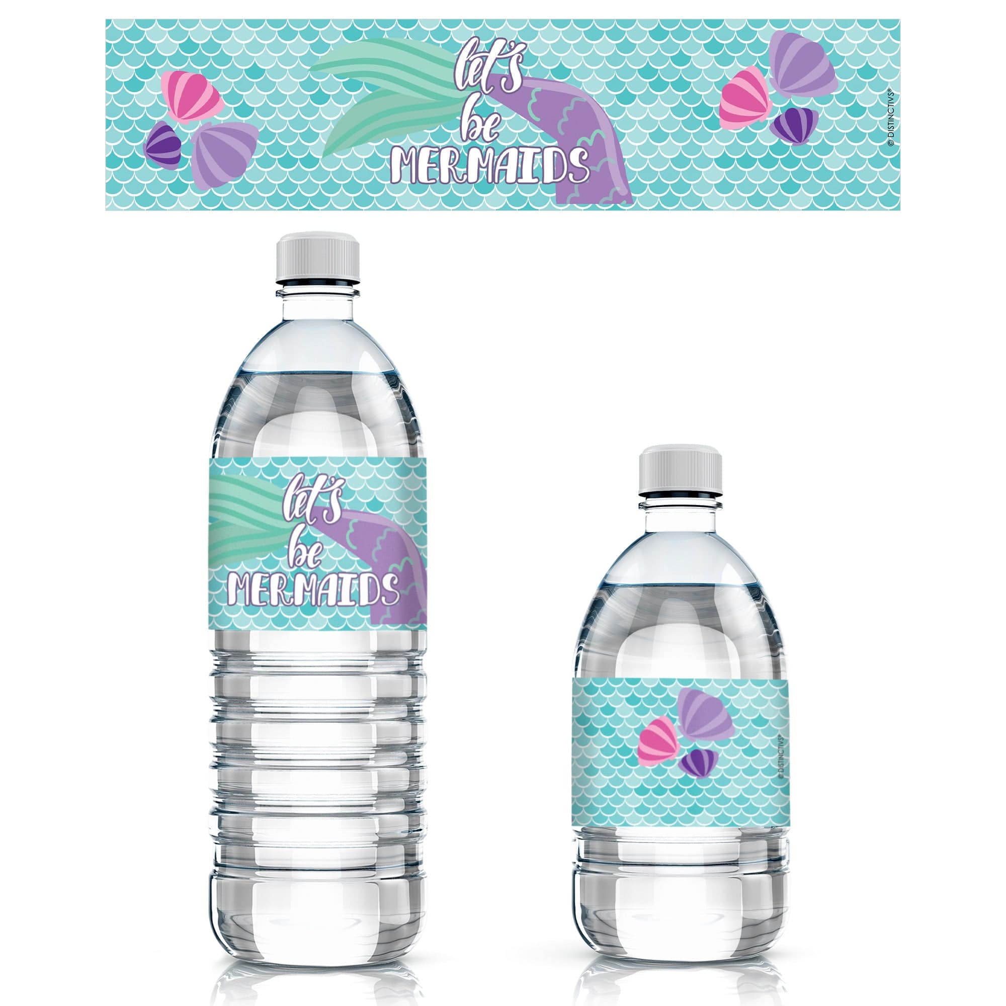 Mermaid: Let s Be Mermaids – Kid s Birthday –  Water Bottle Labels – 24 Waterproof Stickers Sale