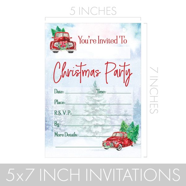 Vintage Red Truck: Christmas Party Invitations - 10 Cards on Sale - Image 5