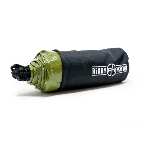Army Green Nylon Emergency Tent with Survival Whistle by Ready Hour Online - Image 3