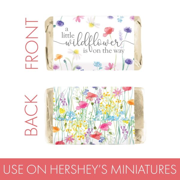 Little Wildflower: Girl s Baby Shower Mini Candy Bar Wrappers - Spring - 45 Party Favor Stickers For Sale - Image 4