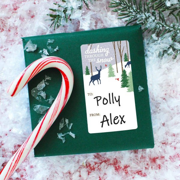 Christmas Gift Tag Stickers: Woodland, Wreath, and Green Plaid  – 75 Stickers Online now - Image 5