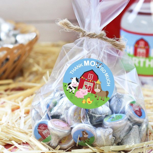 Barnyard Farm Animals:  Kid s Birthday - Thank You Stickers - 40 Stickers Fashion - Image 5