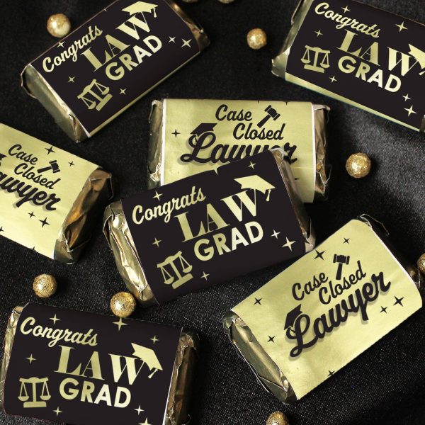 Graduation Class of 2025: Black and Gold Law School Graduation Party Favors - Mini Chocolate Candy Bar Wrapper Labels - Fits on Hershey® Miniatures - 45 Stickers Supply - Image 5