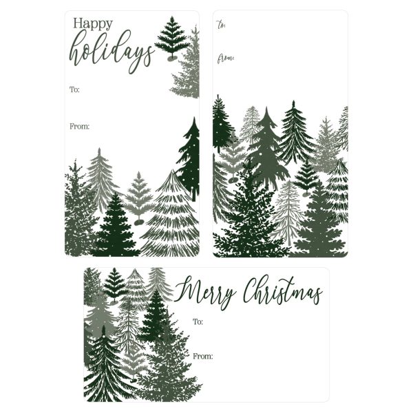 Christmas Gift Tag Stickers: Classic Simple Evergreen  – 75 Labels Online now