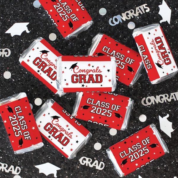 Graduation Class of 2025: Graduation Party Favors - Mini Chocolate Candy Bar Wrapper Labels - Fits on Hershey® Miniatures - 17 School Colors - 45 Stickers Cheap - Image 2
