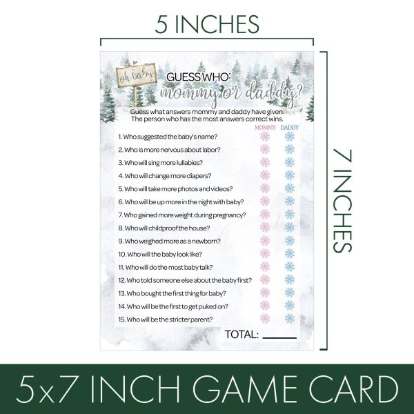 Baby It s Cold Outside Evergreen: Winter Baby Shower Game -  Guess Who  Mommy or Daddy and All Things Winter- Two Game Bundle - 20 Dual Sided Cards Discount - Image 5