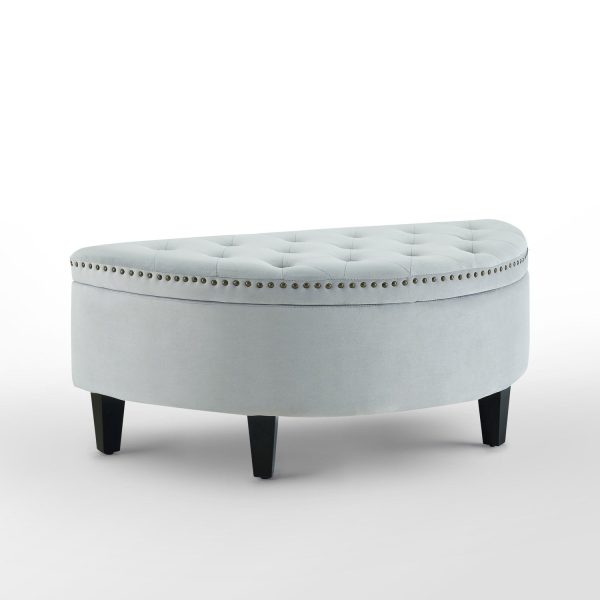 Jolie Half-Moon Velvet Storage Ottoman Supply - Image 2