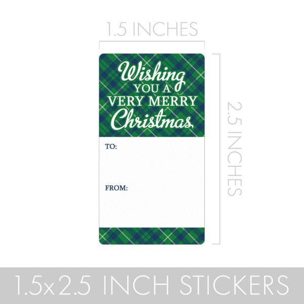 Christmas Gift Tag Stickers: Woodland, Wreath, and Green Plaid  – 75 Stickers Online now - Image 4
