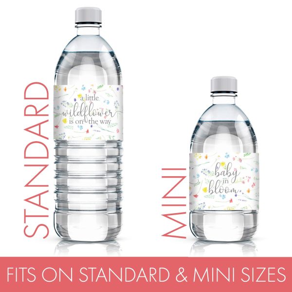Little Wildflower: Girl s Baby Shower Water Bottle Labels -Spring - 24 Floral Party Favor Stickers Sale - Image 3